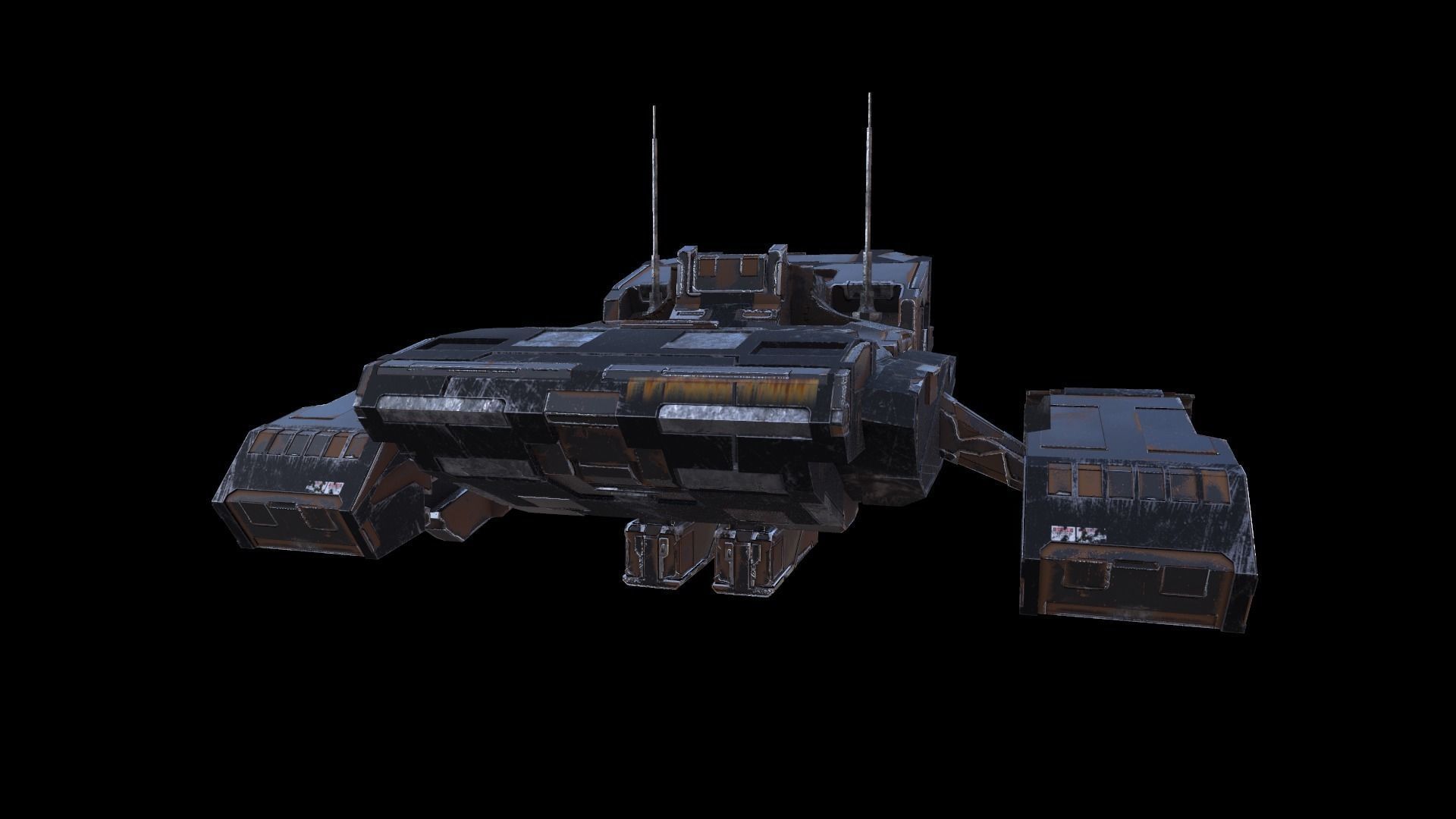 SciFi Spaceship  Low-poly 3D model_1