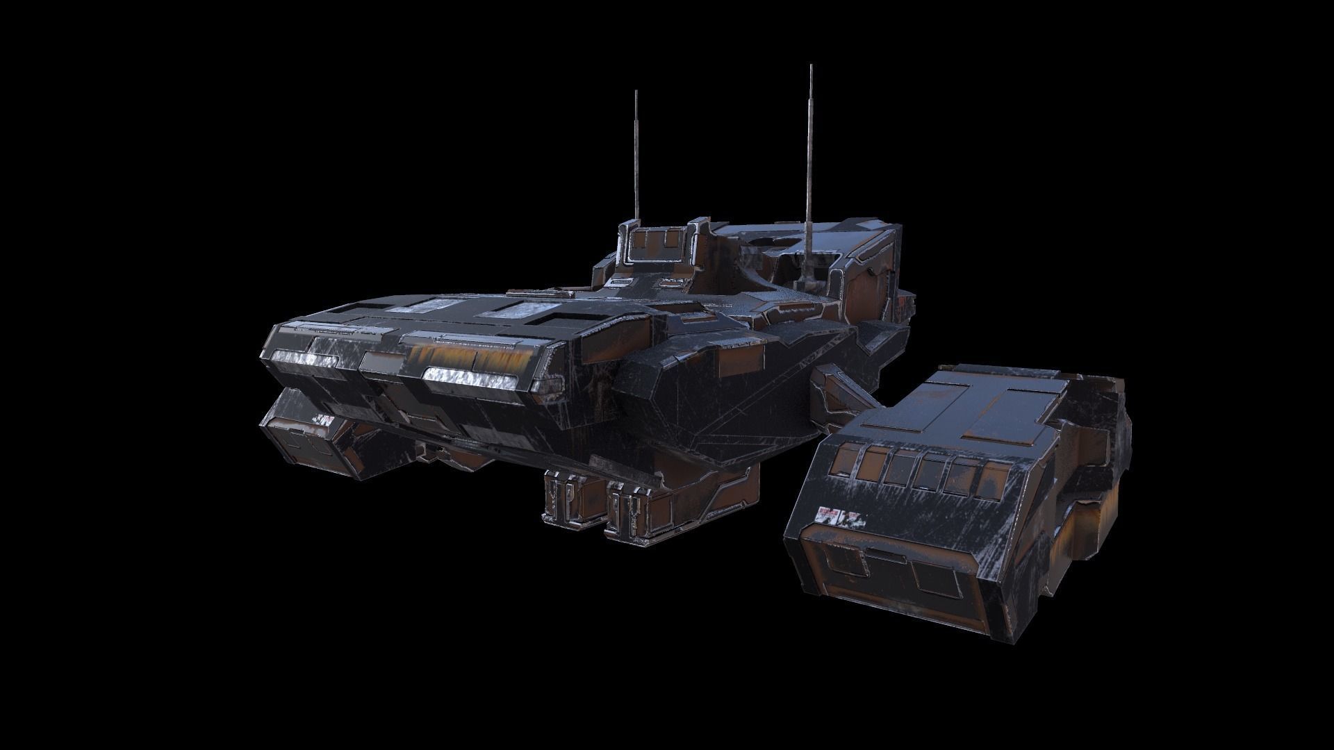 SciFi Spaceship  Low-poly 3D model_6