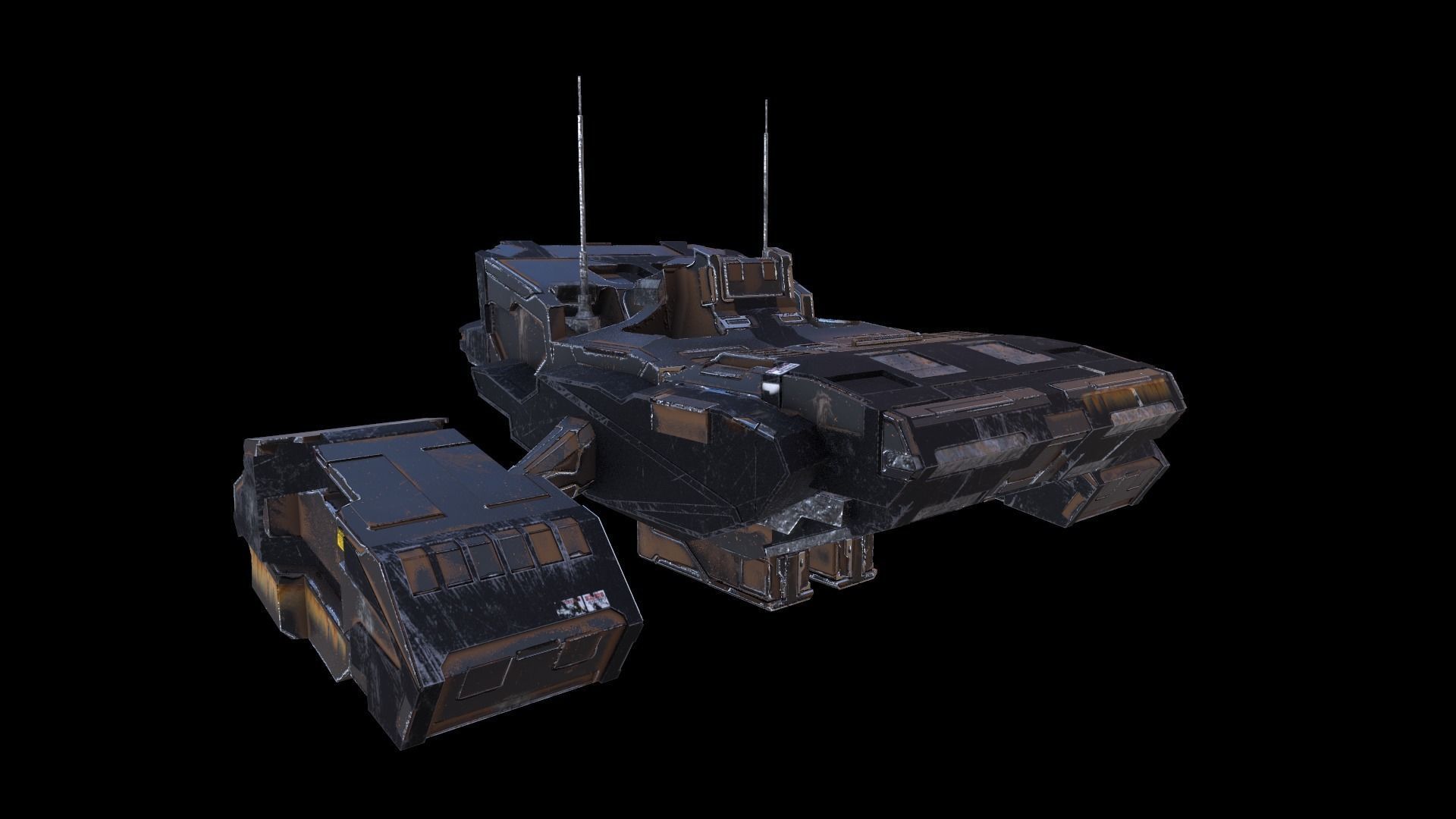 SciFi Spaceship  Low-poly 3D model_9