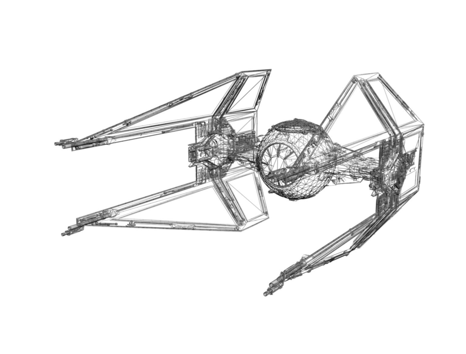 interceptor star wars tie fighter 3D model_6