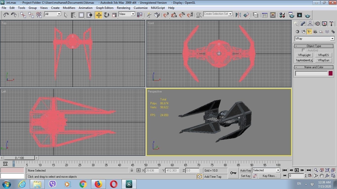 interceptor star wars tie fighter 3D model_9