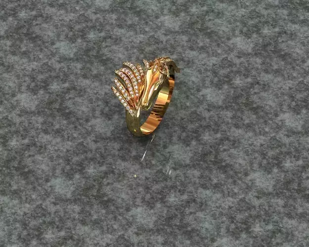 Ring horse head with diamonds 3D print model