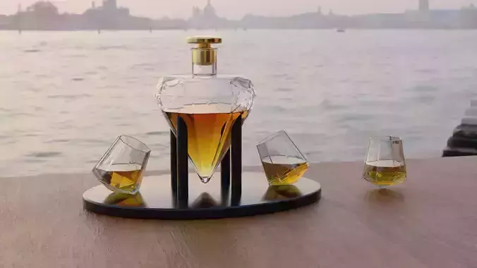 Whisky Decanter Bottle and some glasses