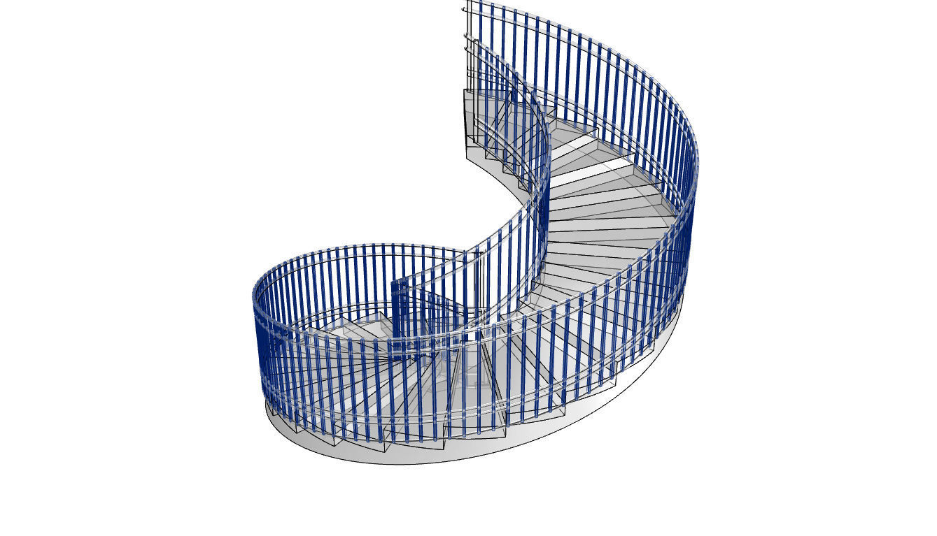 Spiral Staircase with Railing Architectural Details 3D model_108