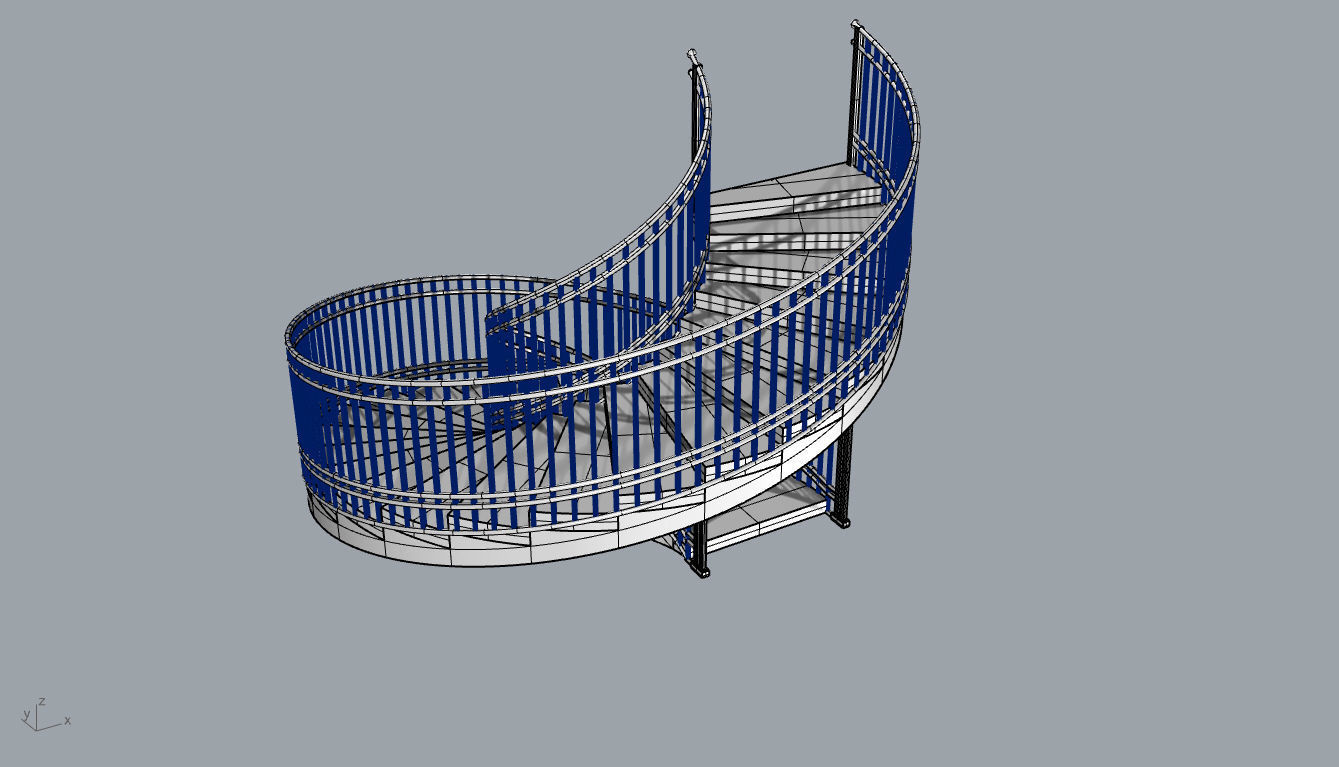 Spiral Staircase with Railing Architectural Details 3D model_84
