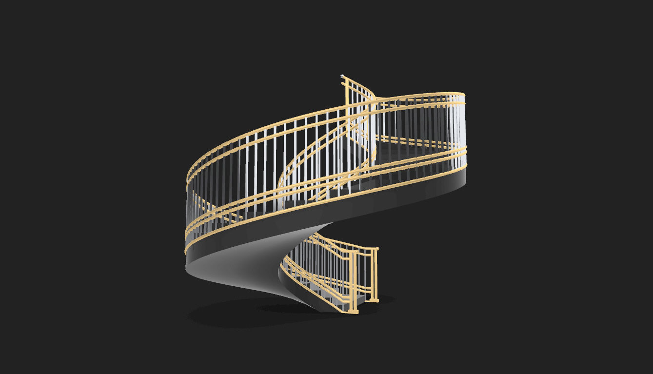 Spiral Staircase with Railing Architectural Details 3D model_27