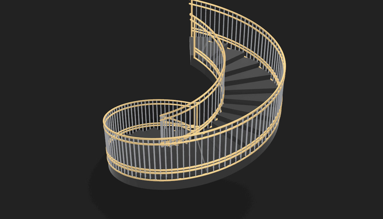 Spiral Staircase with Railing Architectural Details 3D model_49