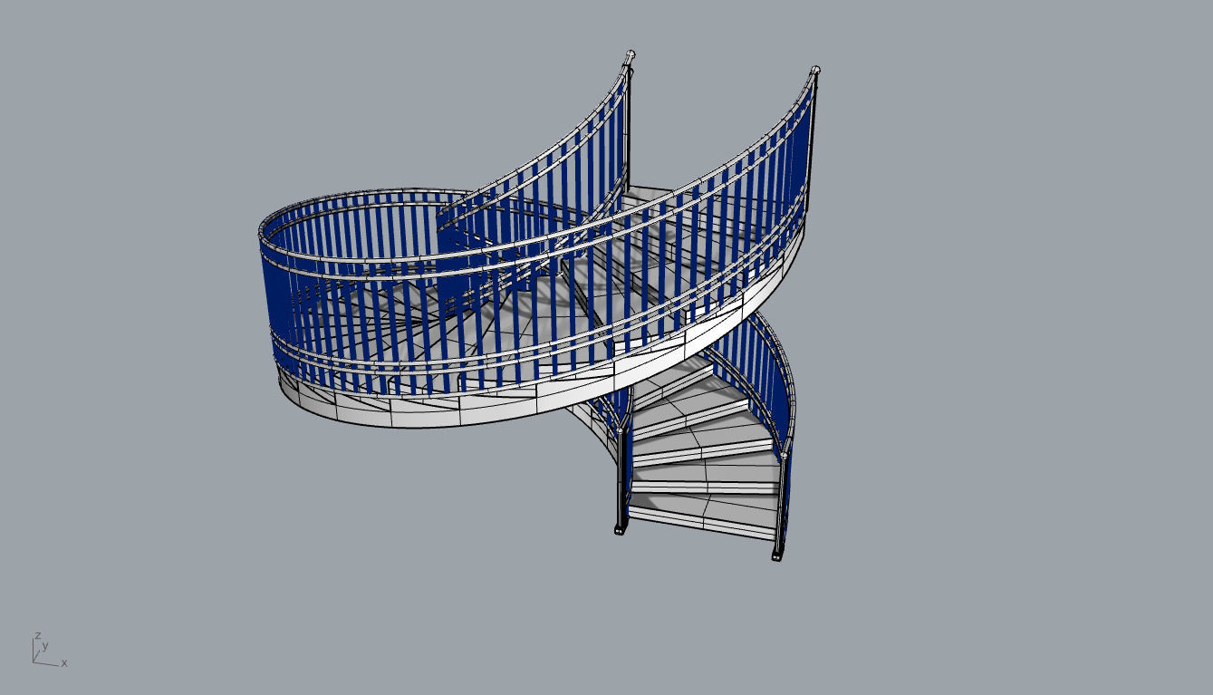 Spiral Staircase with Railing Architectural Details 3D model_88