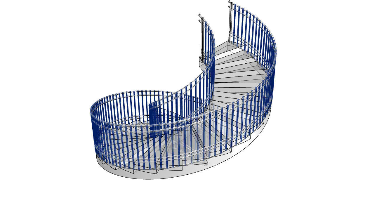 Spiral Staircase with Railing Architectural Details 3D model_111