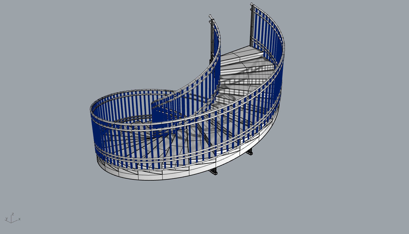 Spiral Staircase with Railing Architectural Details 3D model_82