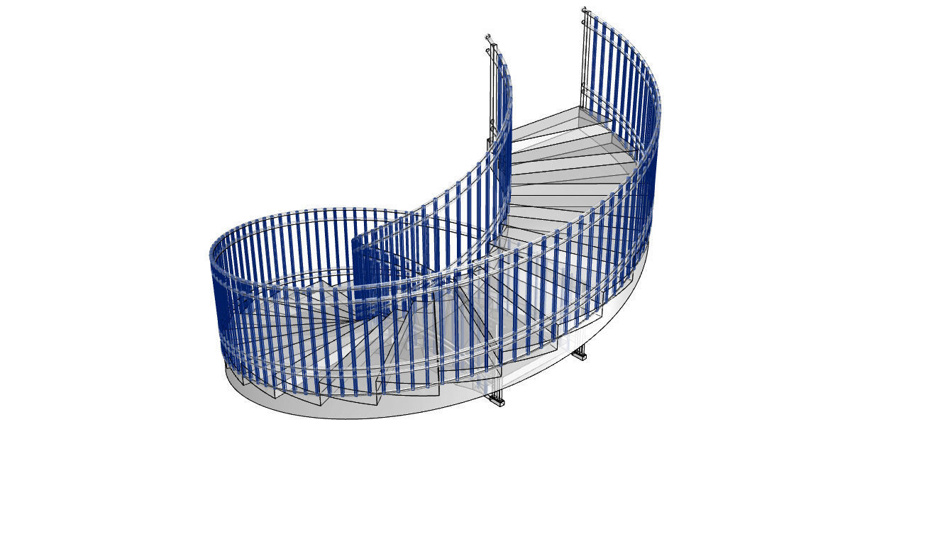 Spiral Staircase with Railing Architectural Details 3D model_112