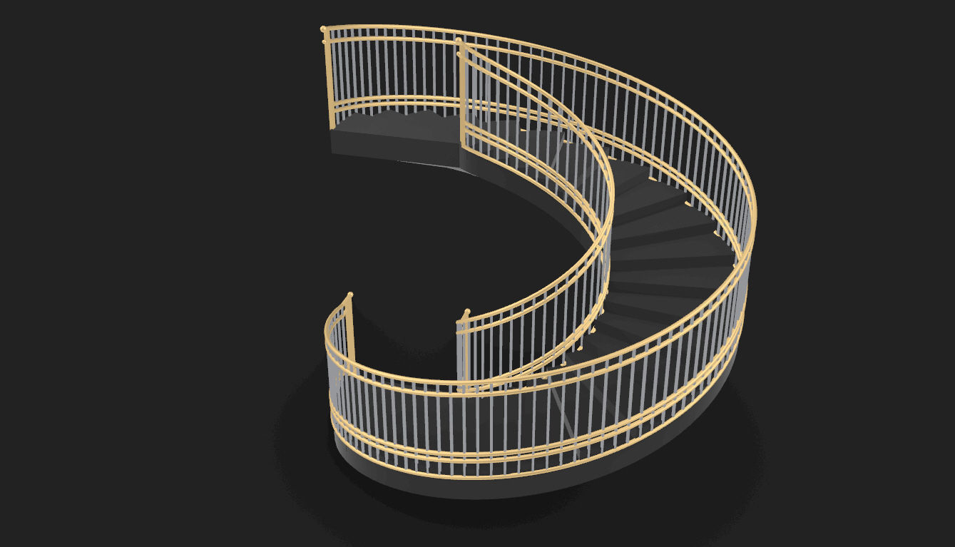 Spiral Staircase with Railing Architectural Details 3D model_44