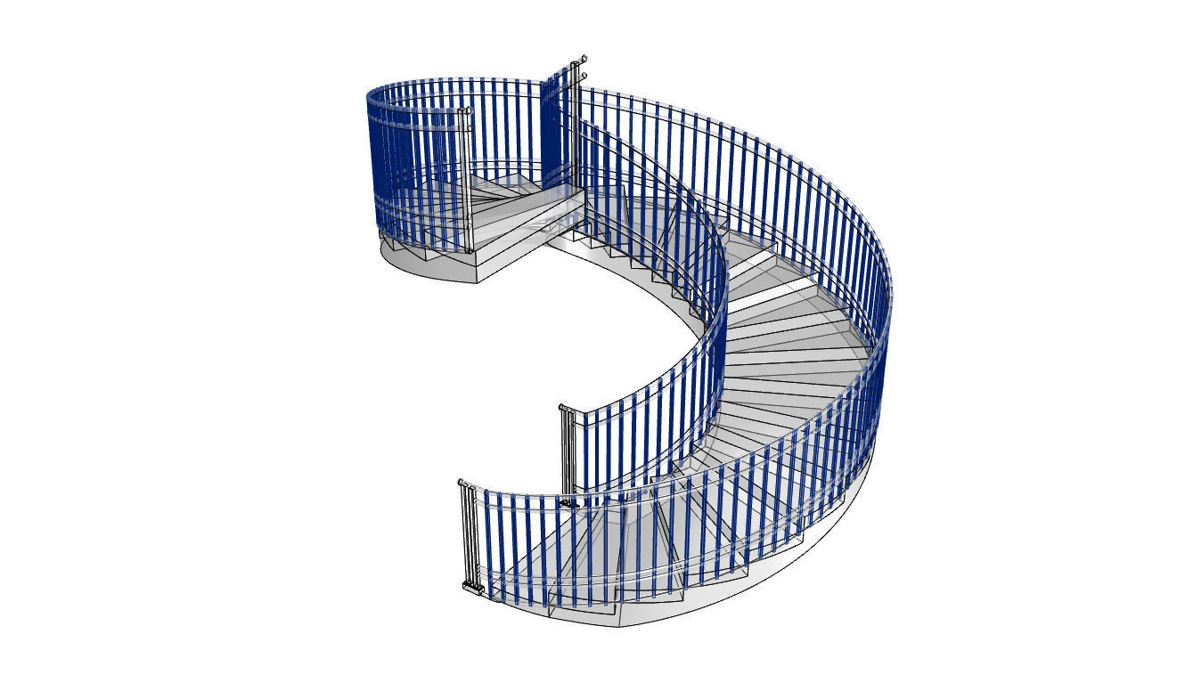 Spiral Staircase with Railing Architectural Details 3D model_96