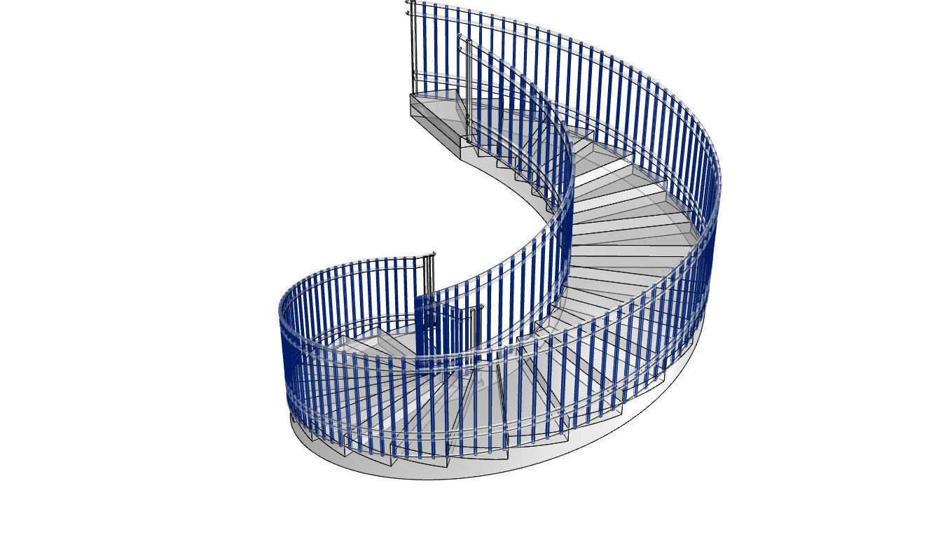 Spiral Staircase with Railing Architectural Details 3D model_107