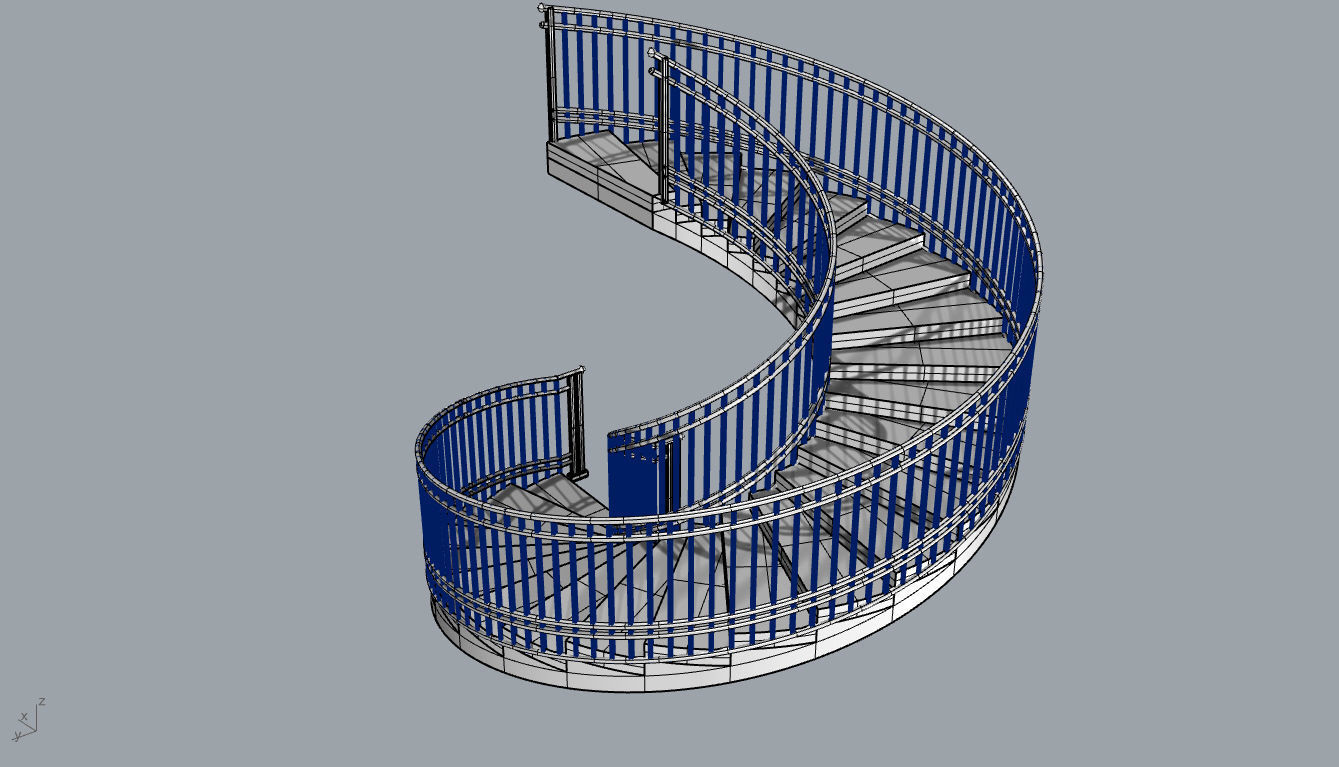 Spiral Staircase with Railing Architectural Details 3D model_75