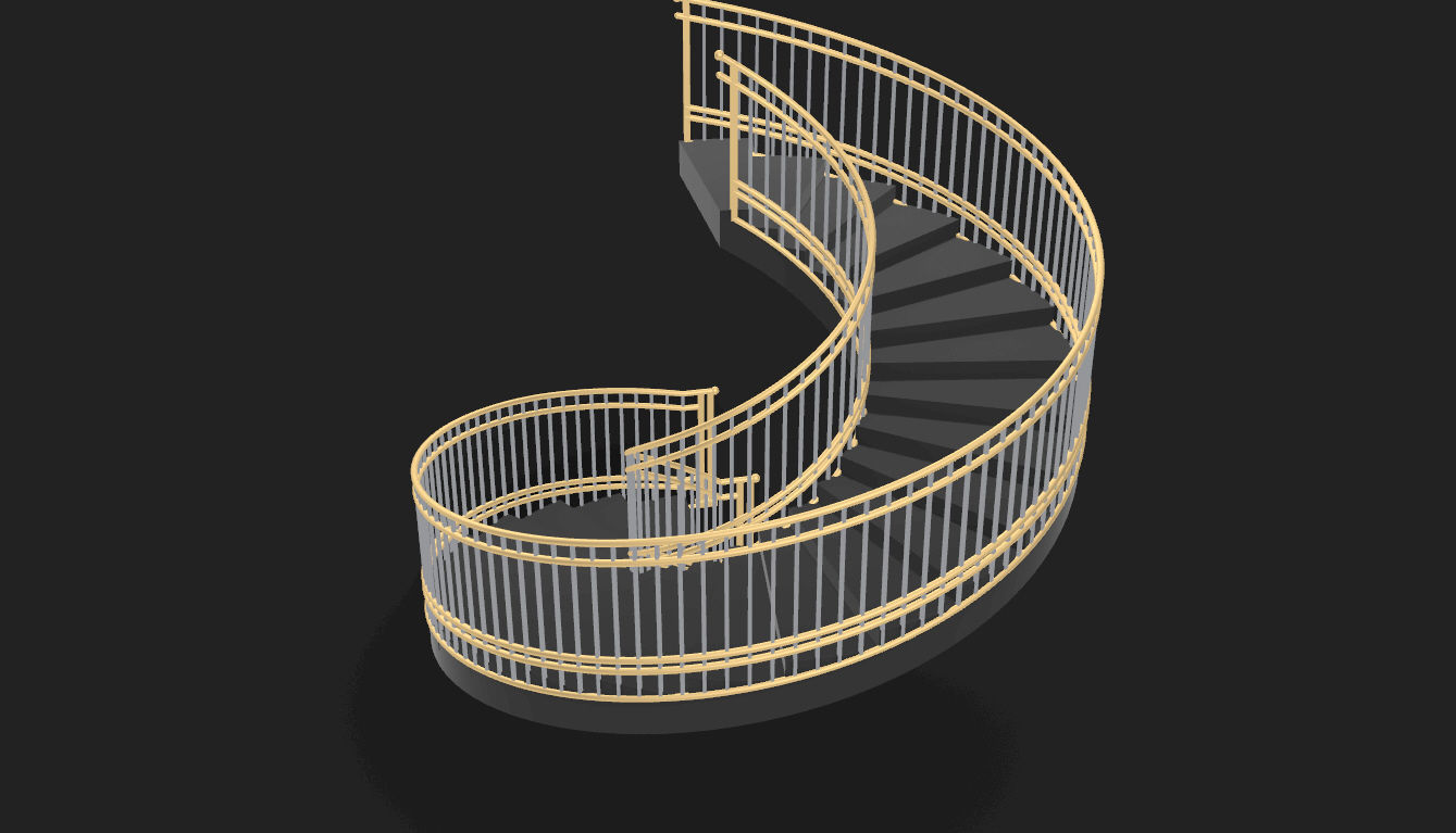 Spiral Staircase with Railing Architectural Details 3D model_48