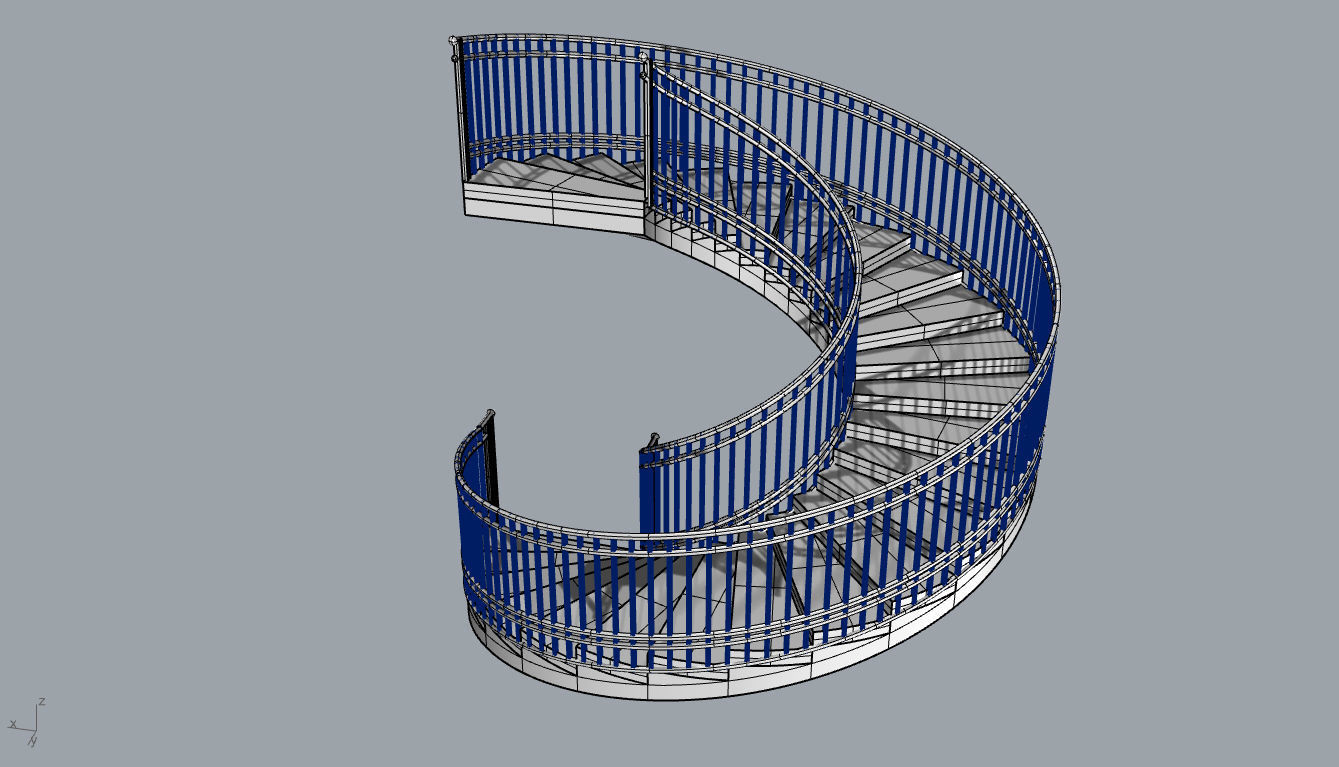 Spiral Staircase with Railing Architectural Details 3D model_72