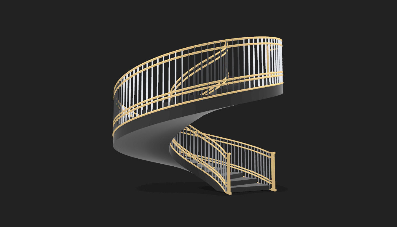 Spiral Staircase with Railing Architectural Details 3D model_31