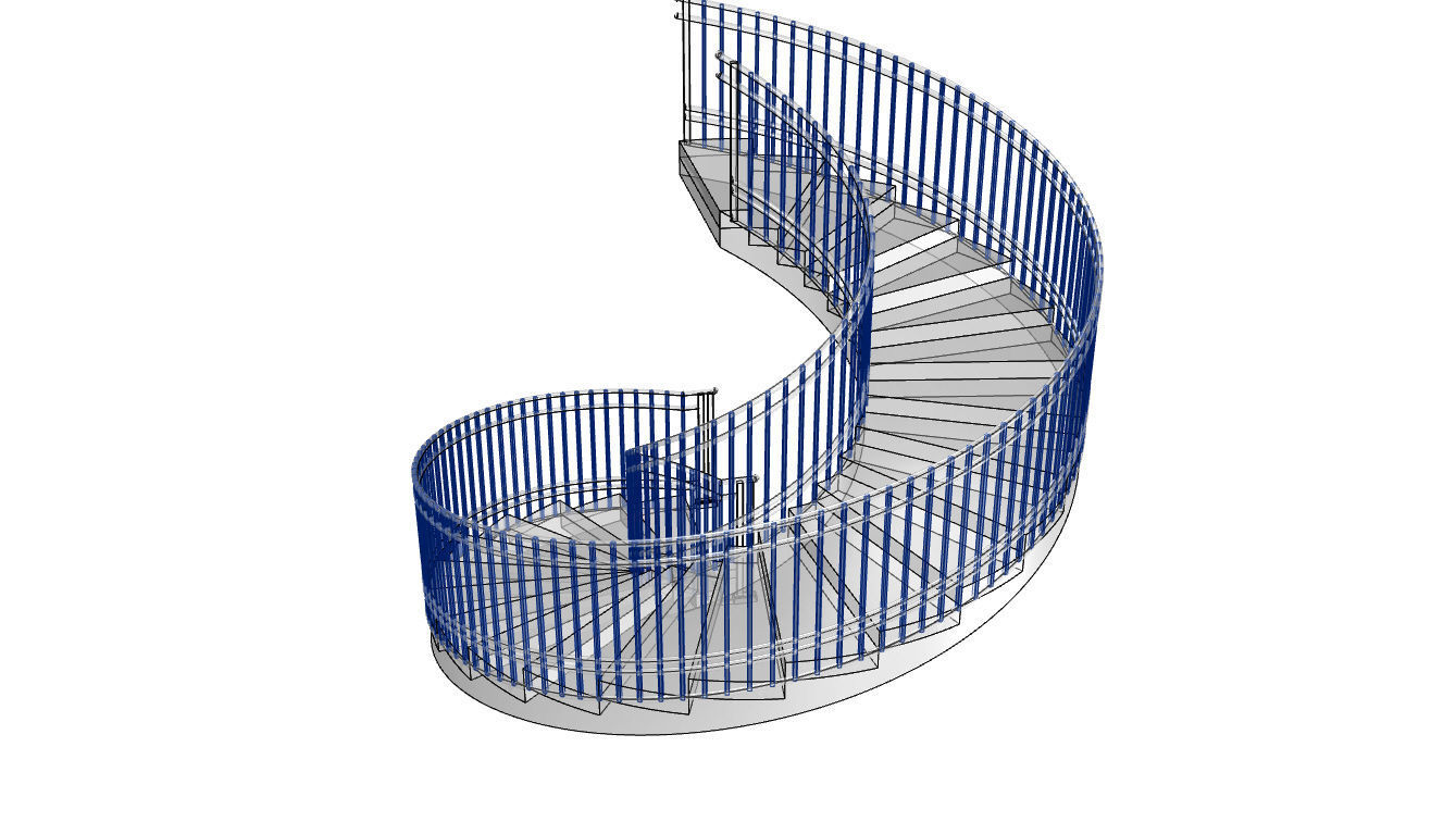Spiral Staircase with Railing Architectural Details 3D model_106