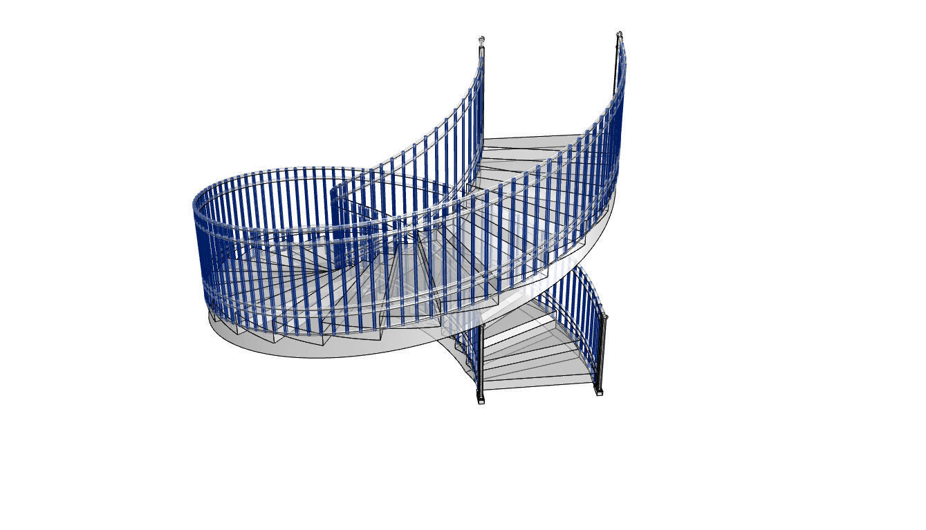 Spiral Staircase with Railing Architectural Details 3D model_116