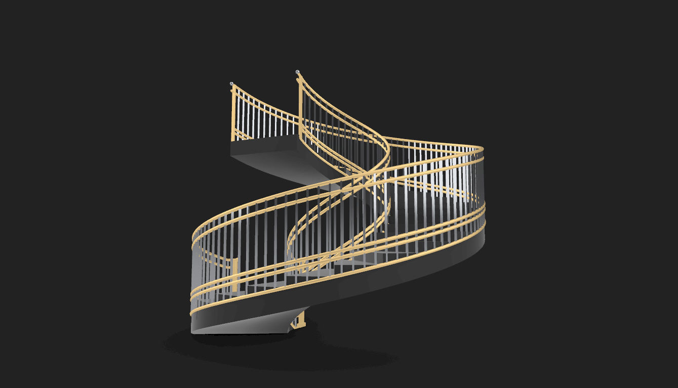 Spiral Staircase with Railing Architectural Details 3D model_20