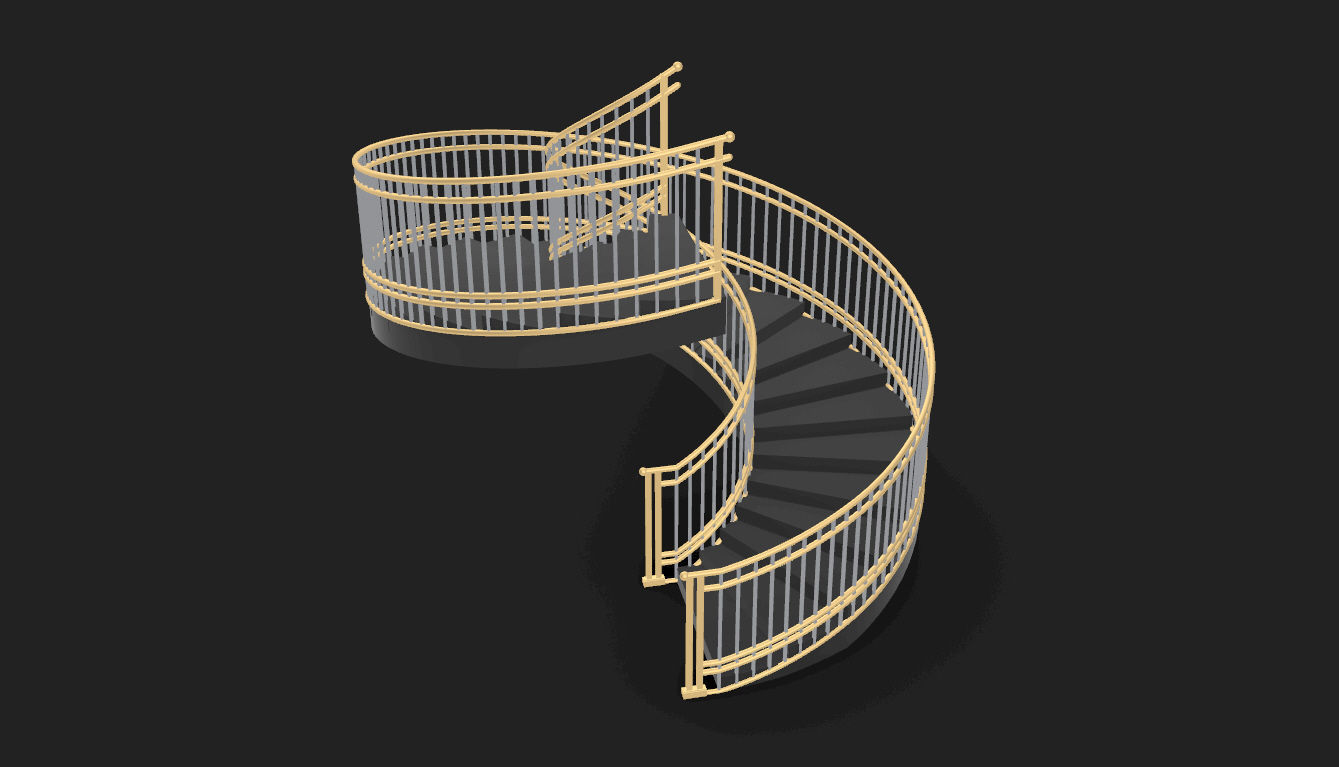 Spiral Staircase with Railing Architectural Details 3D model_62