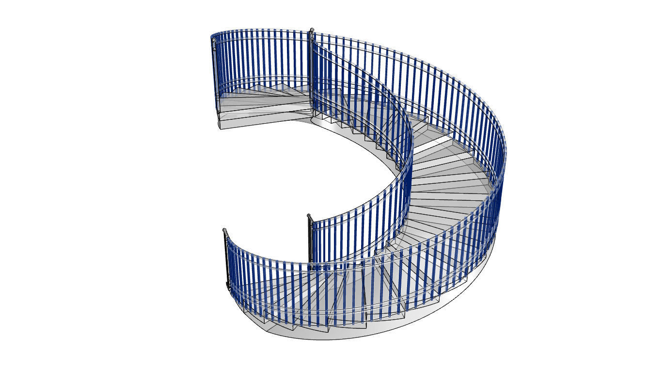 Spiral Staircase with Railing Architectural Details 3D model_99