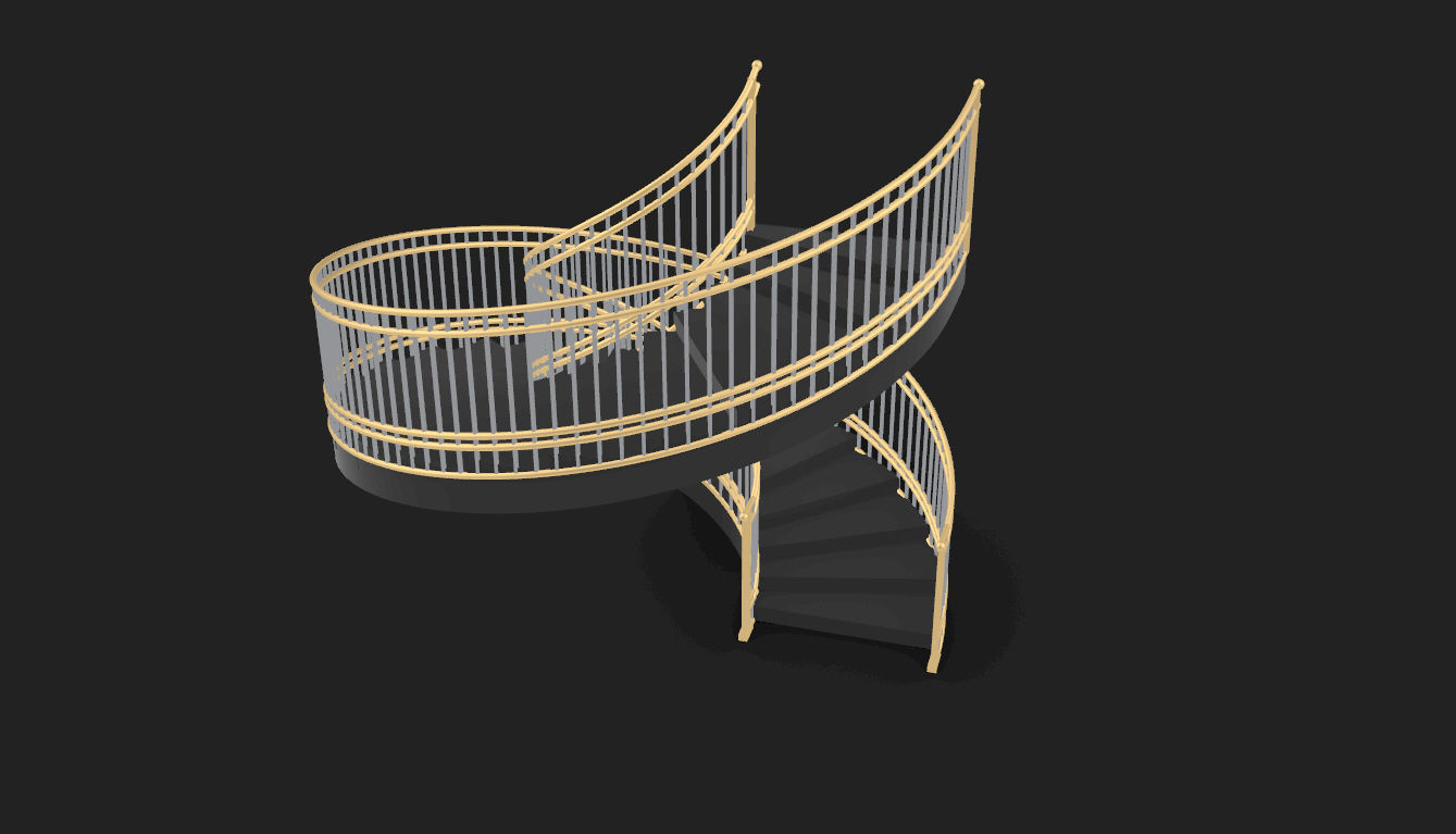 Spiral Staircase with Railing Architectural Details 3D model_58