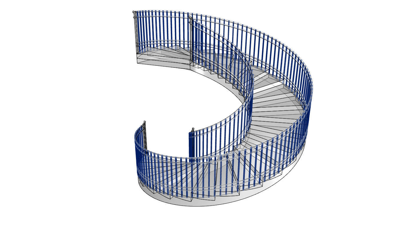 Spiral Staircase with Railing Architectural Details 3D model_102
