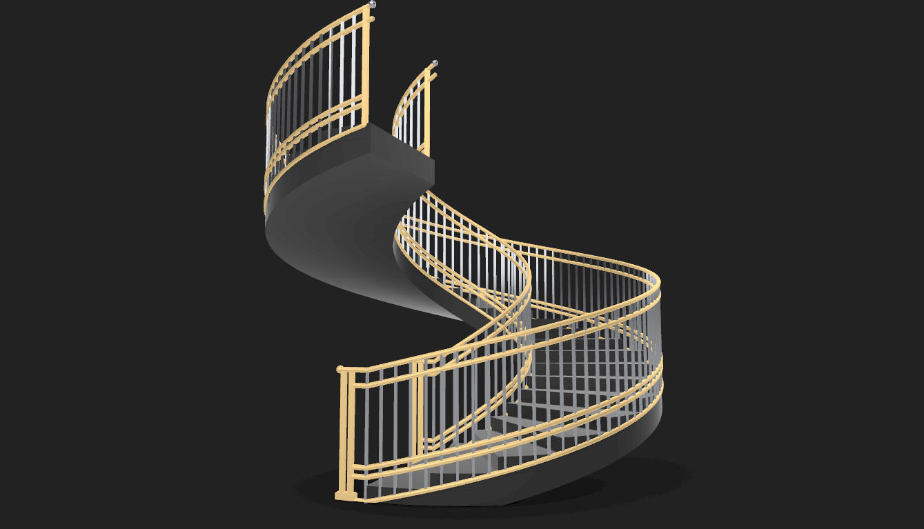 Spiral Staircase with Railing Architectural Details 3D model_9