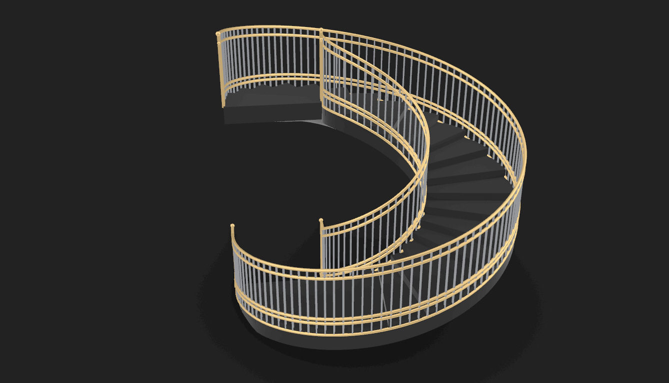 Spiral Staircase with Railing Architectural Details 3D model_41