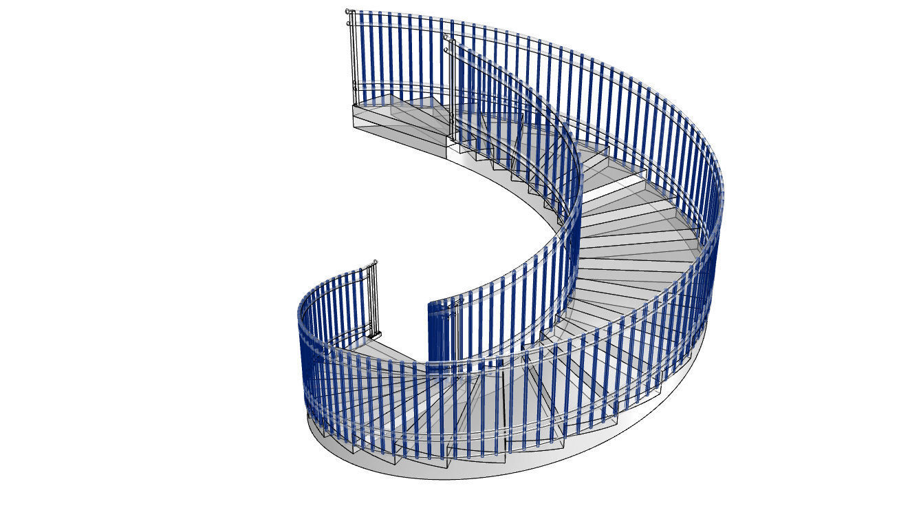 Spiral Staircase with Railing Architectural Details 3D model_104