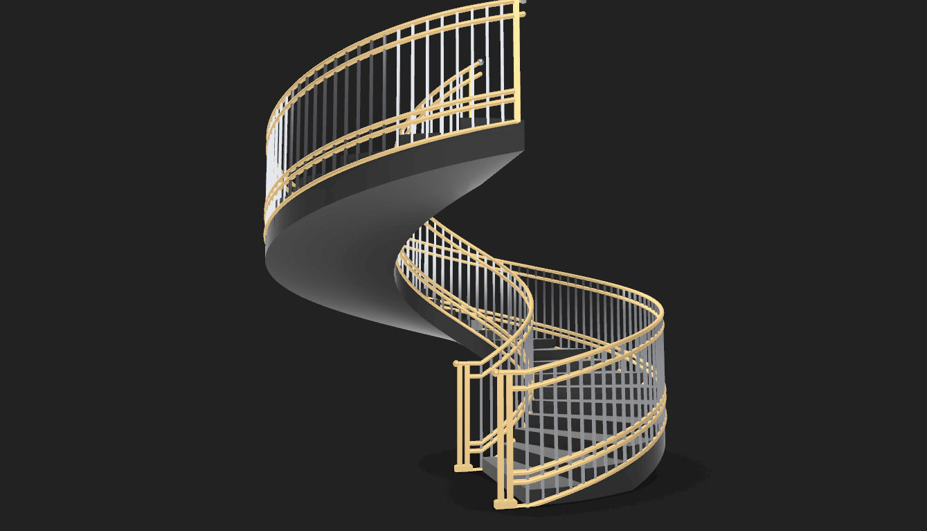 Spiral Staircase with Railing Architectural Details 3D model_4
