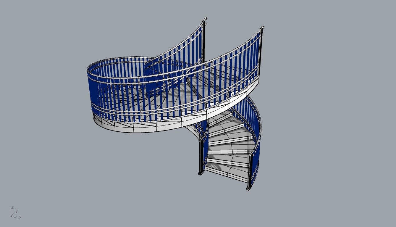 Spiral Staircase with Railing Architectural Details 3D model_85