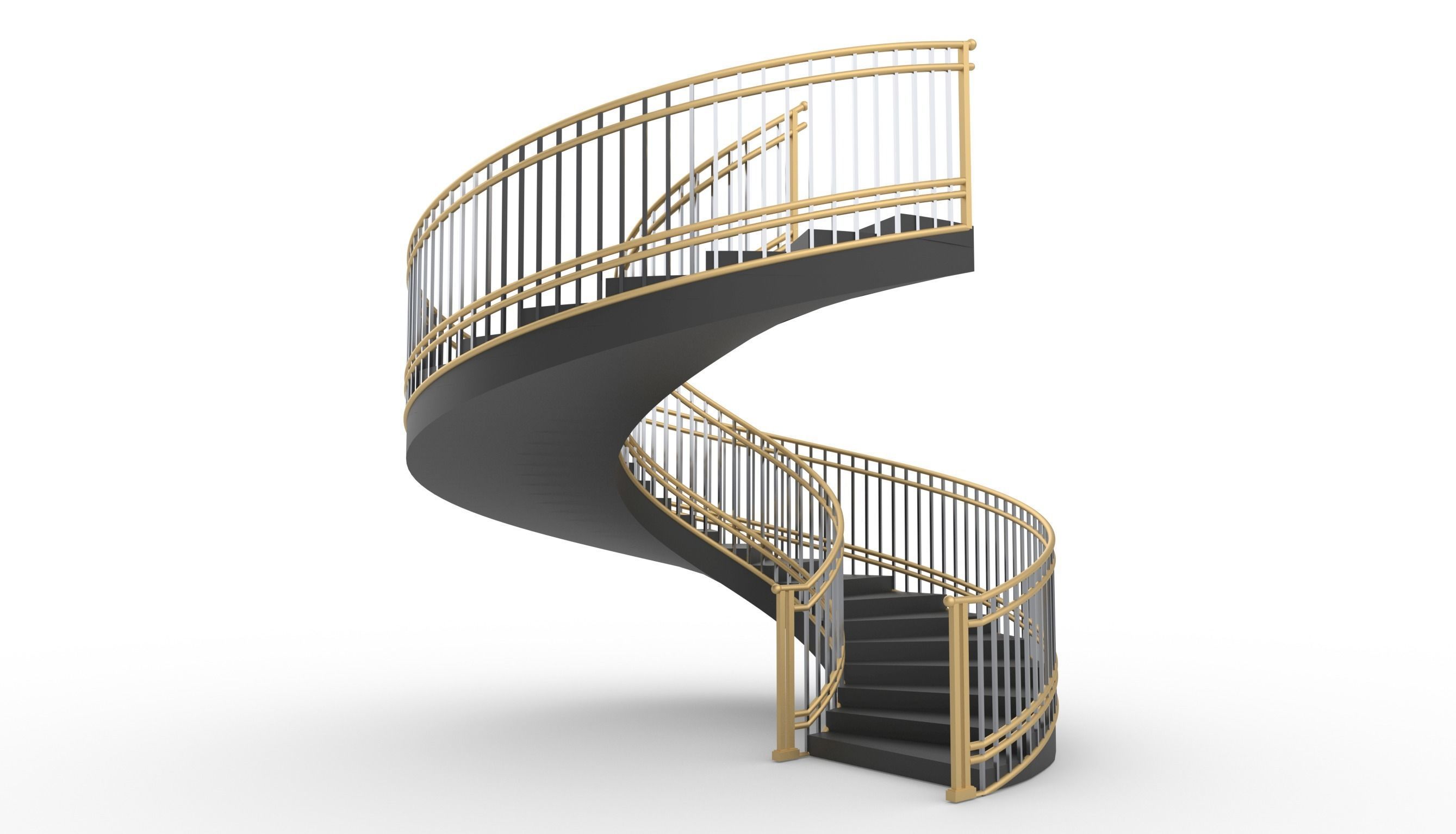 Spiral Staircase with Railing Architectural Details 3D model_1