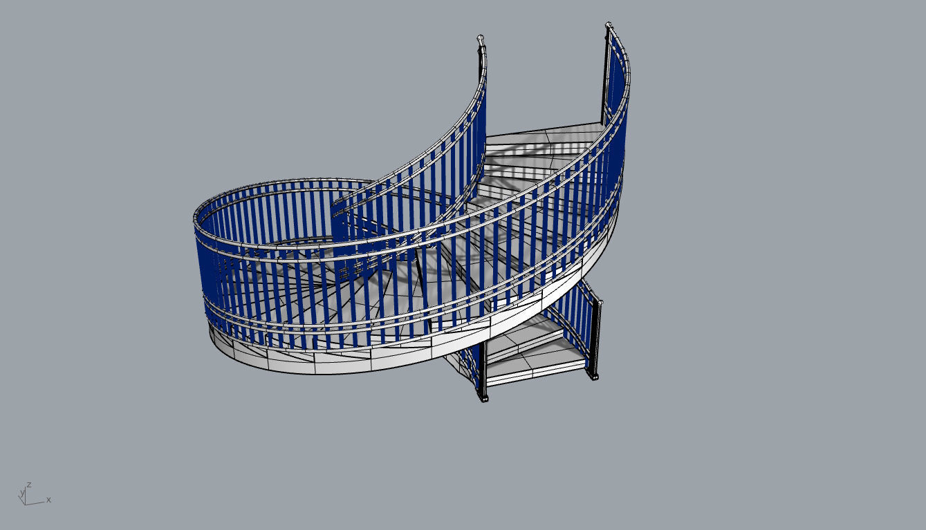 Spiral Staircase with Railing Architectural Details 3D model_83