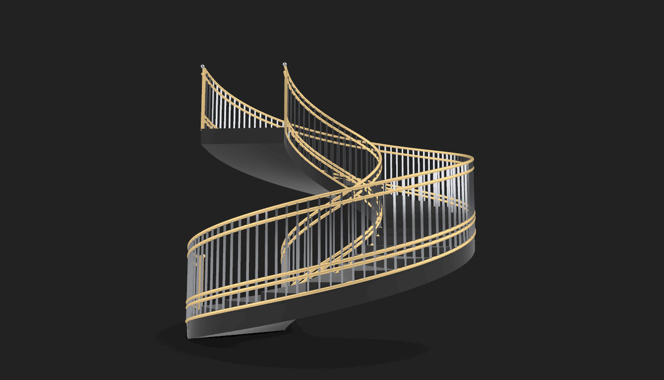 Spiral Staircase with Railing Architectural Details 3D model_18