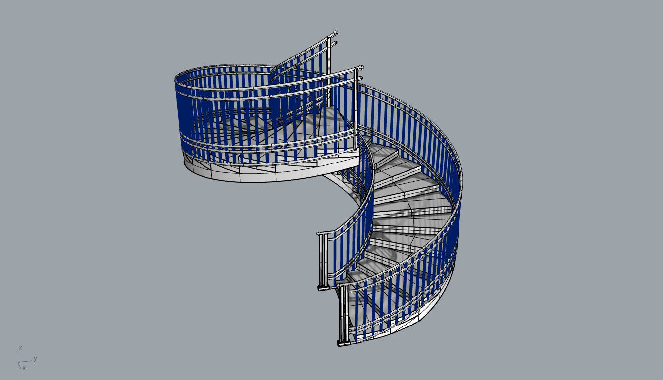 Spiral Staircase with Railing Architectural Details 3D model_92