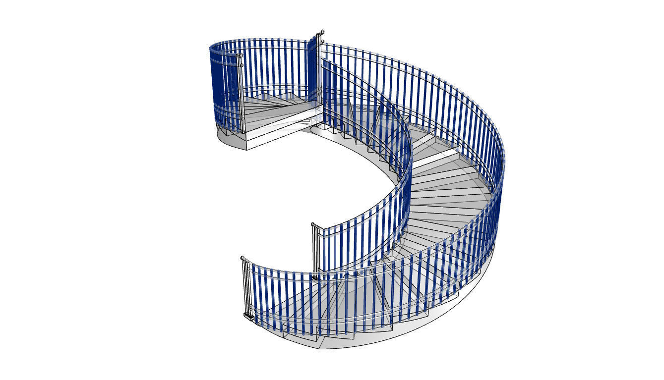 Spiral Staircase with Railing Architectural Details 3D model_97