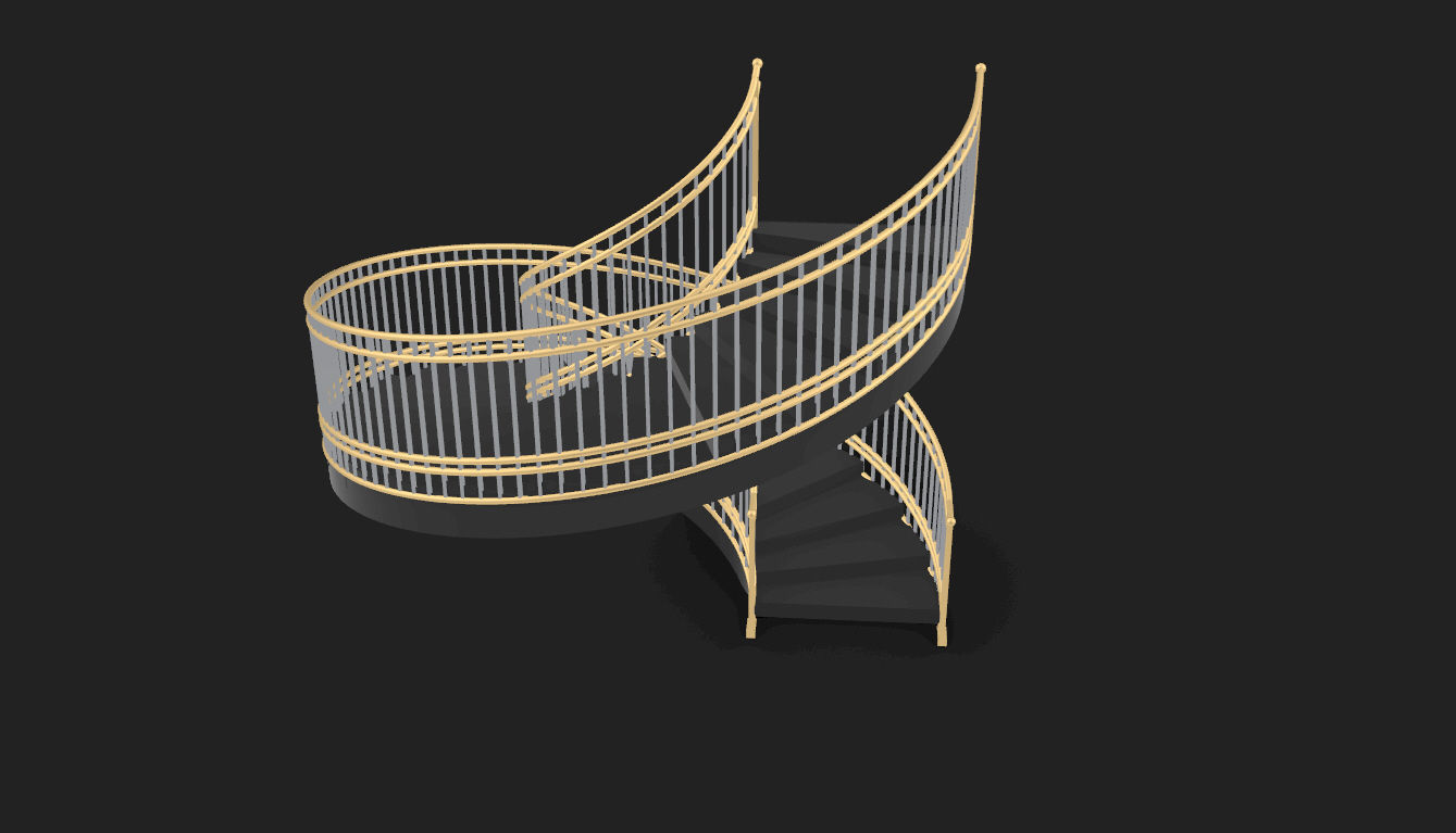 Spiral Staircase with Railing Architectural Details 3D model_57