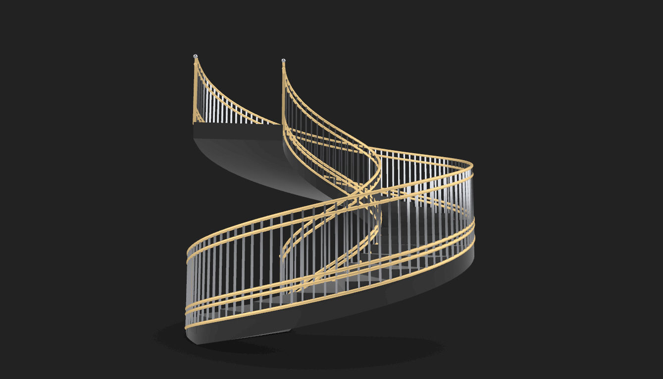 Spiral Staircase with Railing Architectural Details 3D model_17