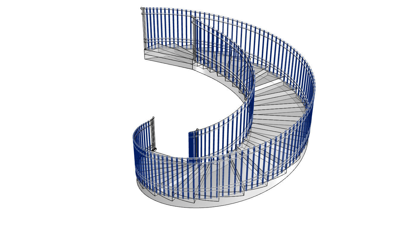 Spiral Staircase with Railing Architectural Details 3D model_103