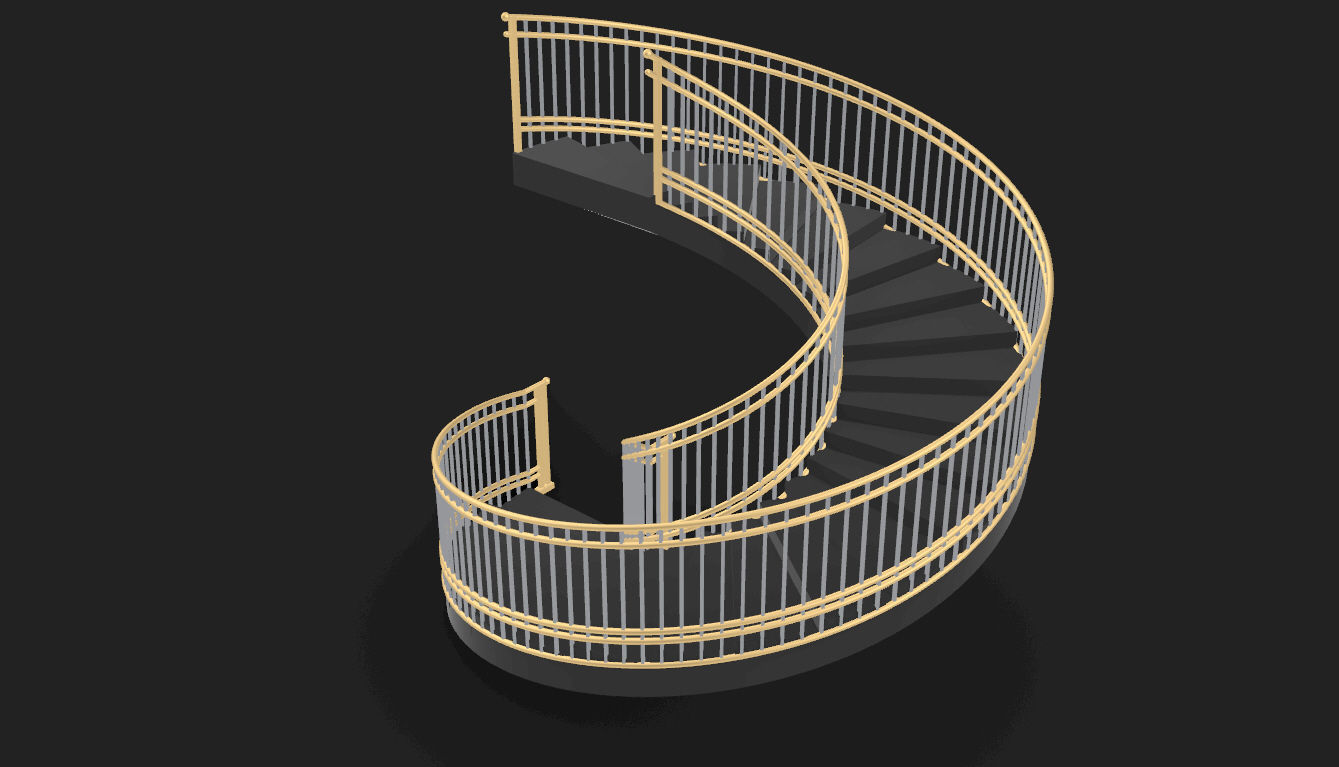 Spiral Staircase with Railing Architectural Details 3D model_45
