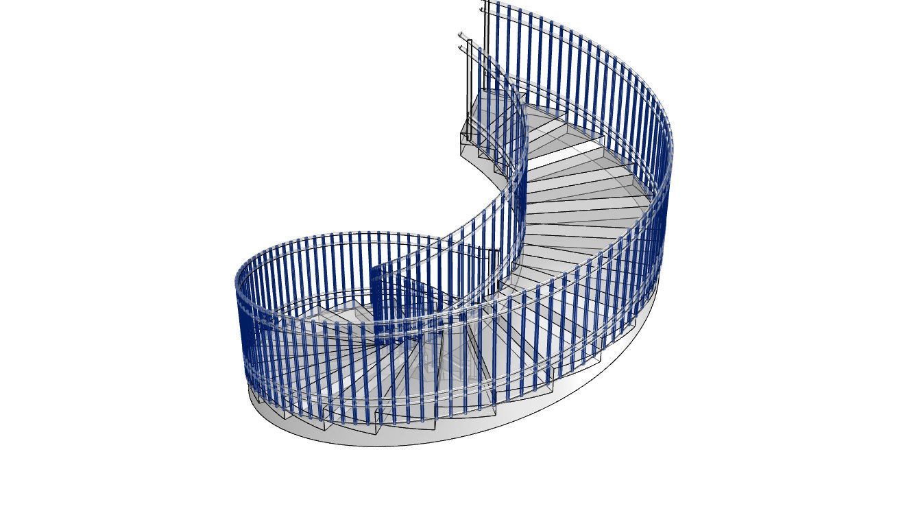 Spiral Staircase with Railing Architectural Details 3D model_109
