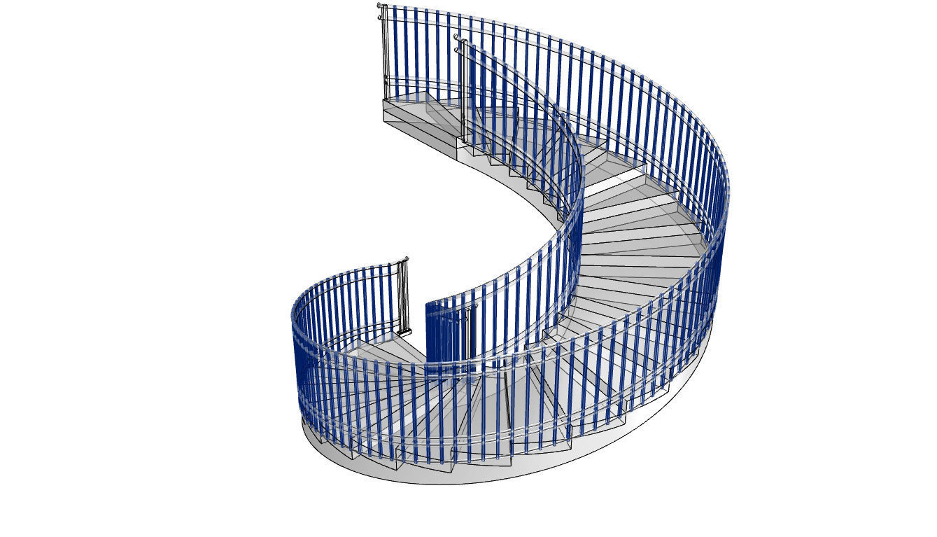 Spiral Staircase with Railing Architectural Details 3D model_105