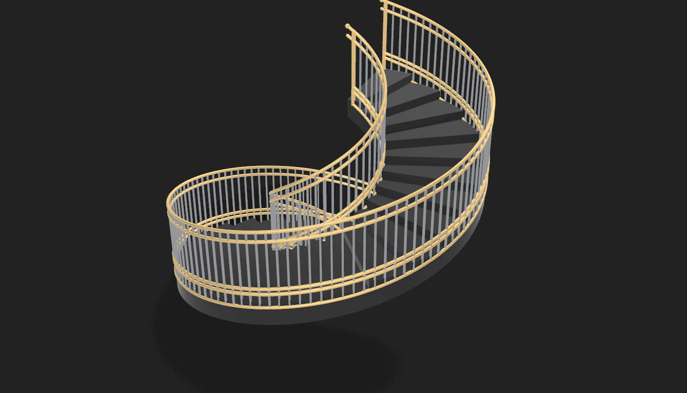 Spiral Staircase with Railing Architectural Details 3D model_51