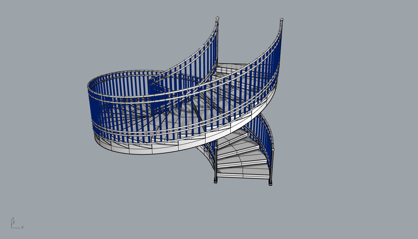 Spiral Staircase with Railing Architectural Details 3D model_90