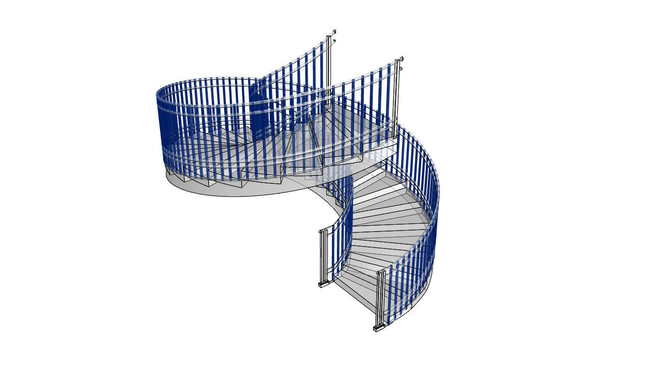 Spiral Staircase with Railing Architectural Details 3D model_120