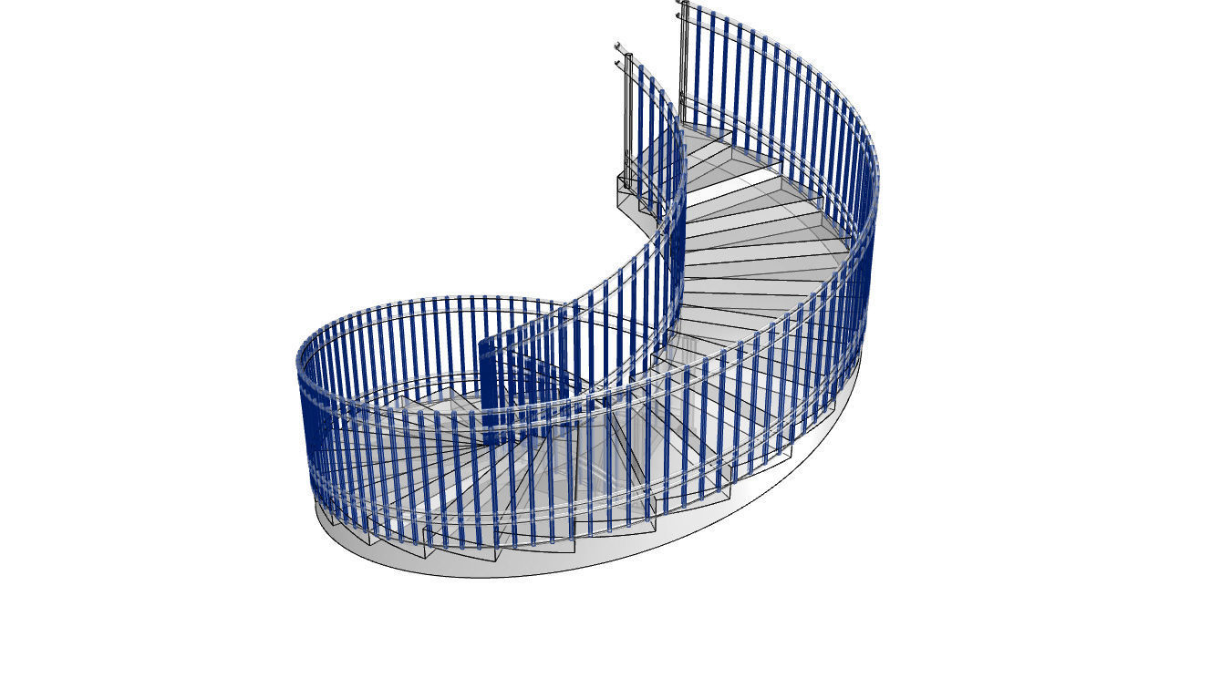 Spiral Staircase with Railing Architectural Details 3D model_110