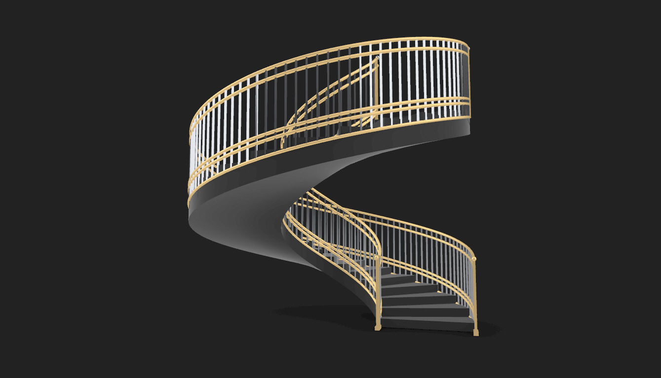 Spiral Staircase with Railing Architectural Details 3D model_34